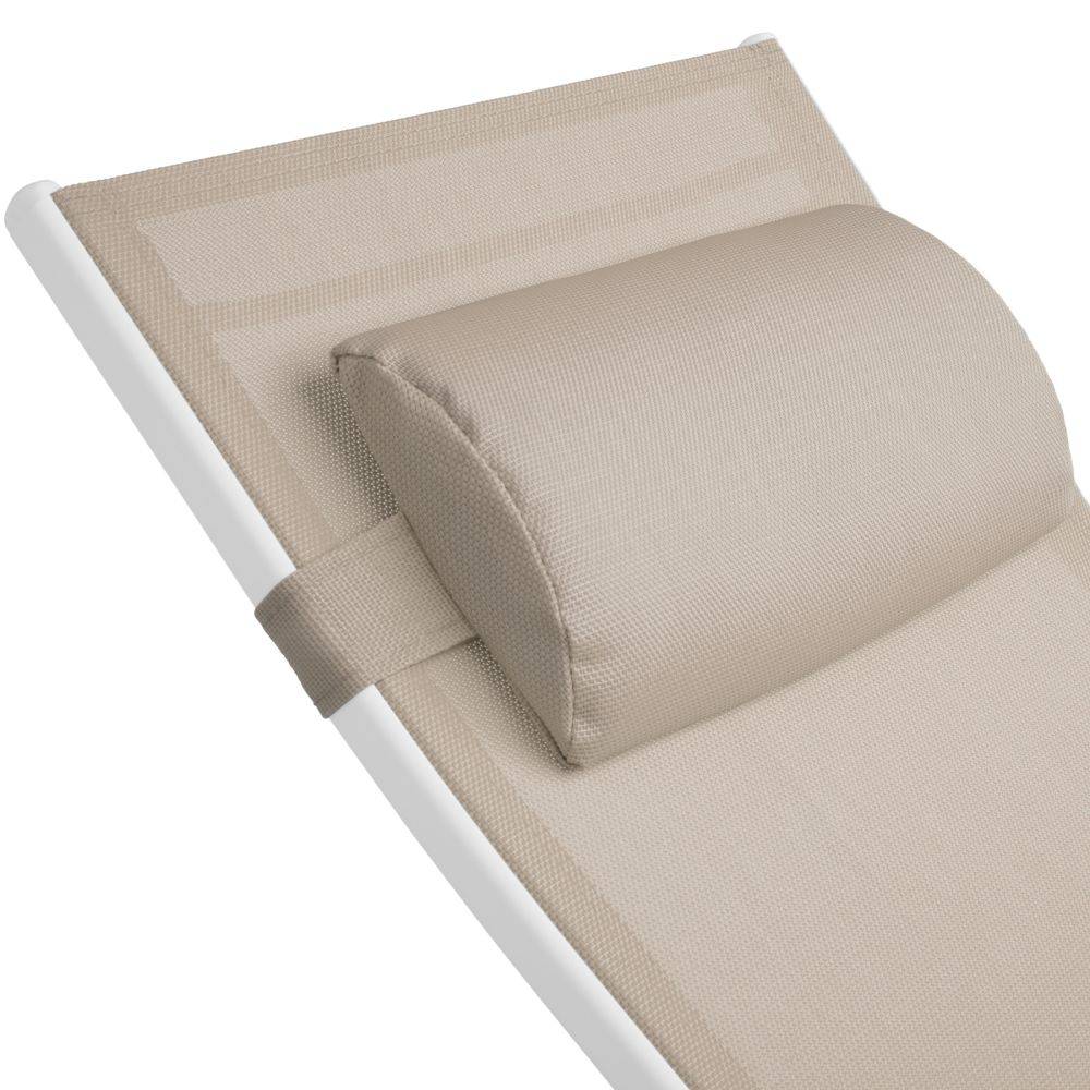 Helloshop26 - Lot de 2 transats bain de soleil avec coussin de tête beige - Imagen 4