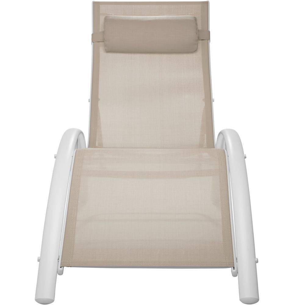 Helloshop26 - Lot de 2 transats bain de soleil avec coussin de tête beige - Imagen 5
