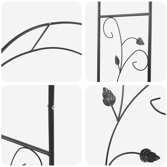 Arche de jardin Métal Noir Motifs Floraux Élégants pour Rosiers et Vignes 115cm - ComfortXL Outdoor Living - Image 8