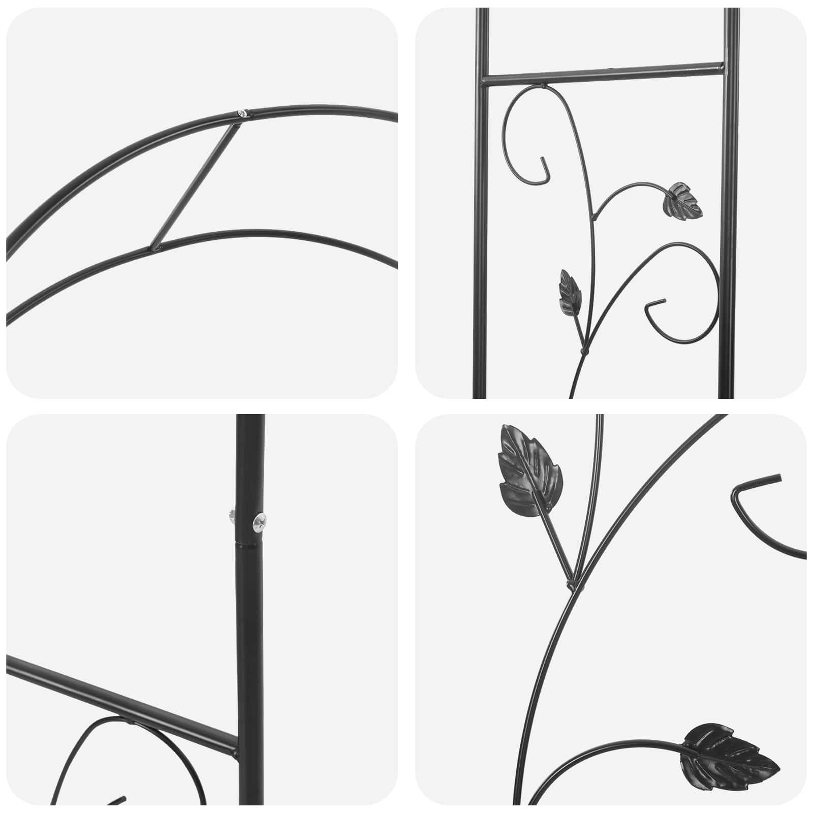 Arche de jardin Métal Noir Motifs Floraux Élégants pour Rosiers et Vignes 115cm - ComfortXL Outdoor Living - Image 8
