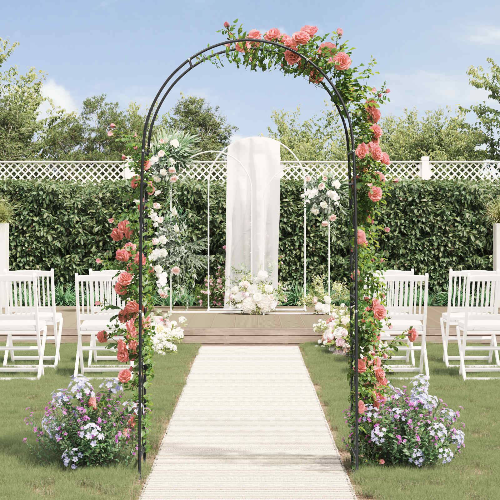 Arche de jardin Métal Noir Motifs Floraux Élégants pour Rosiers et Vignes 115cm - ComfortXL Outdoor Living - Image 4