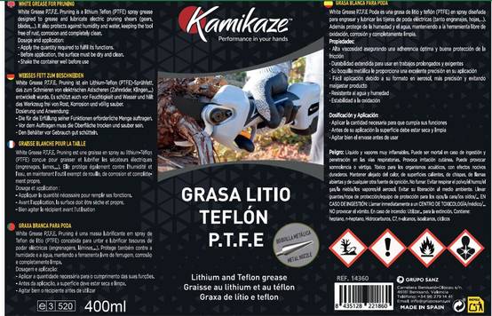 Kamikaze Graisse multifonction avec téflon aérosol 400 ml, graisse au lithium E.P. + PTFE pour vis, engrenages, câbles et chaînes. Lubrifiant - Image 2