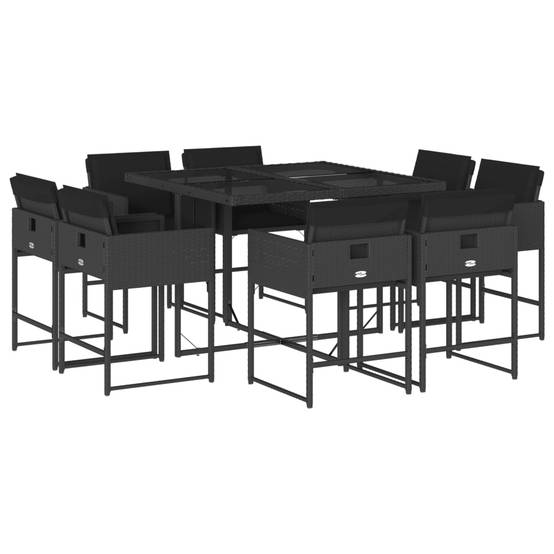 Vidaxl - Ensemble à manger de jardin 9pcs coussins noir résine tressée vidaXL 3278142 - Image 2