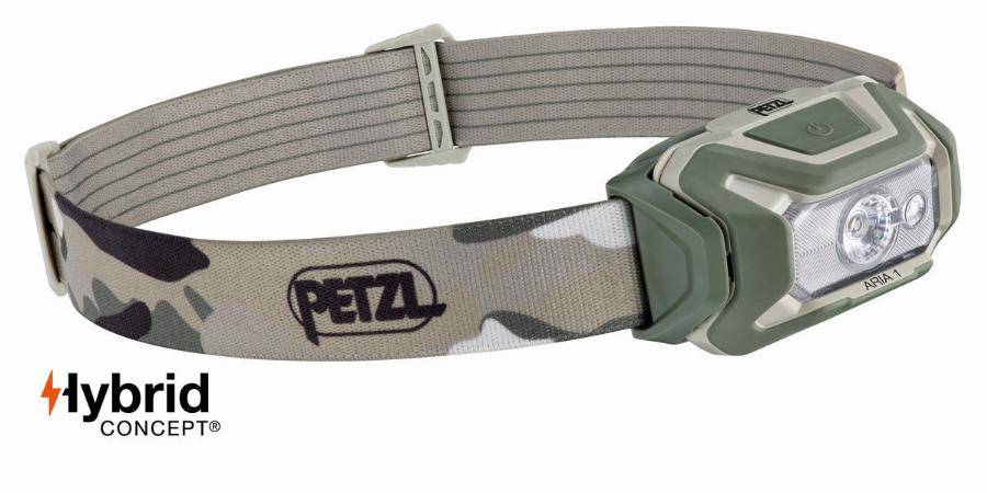 Lampe frontale compacte PETZL Aria 1 Etanche - 350 lumens - Camo - Piles ou batterie - E069BA01 - Imagen 1