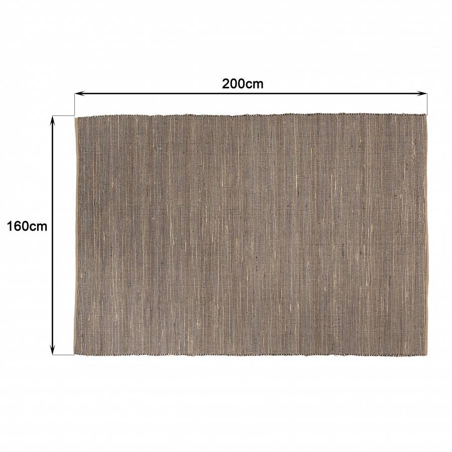 Macabane - QUENTIN - Tapis rect. 160x230cm en jute et coton couleur sable et noir - Imagen 9