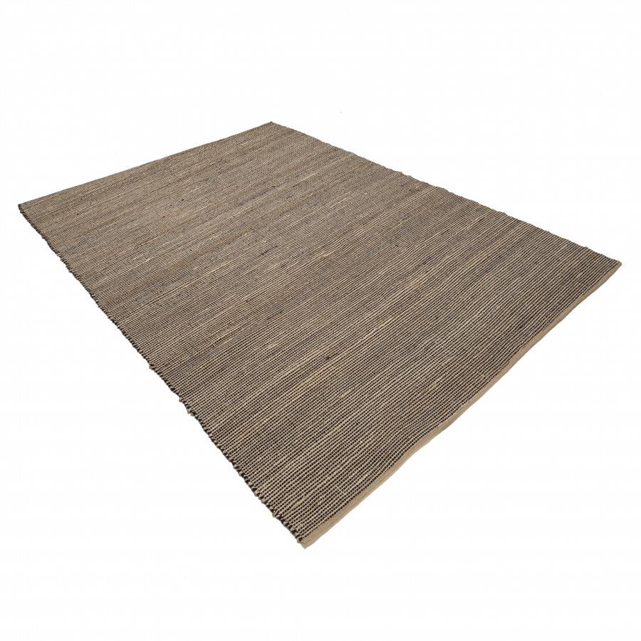 Macabane - QUENTIN - Tapis rect. 160x230cm en jute et coton couleur sable et noir - Imagen 7