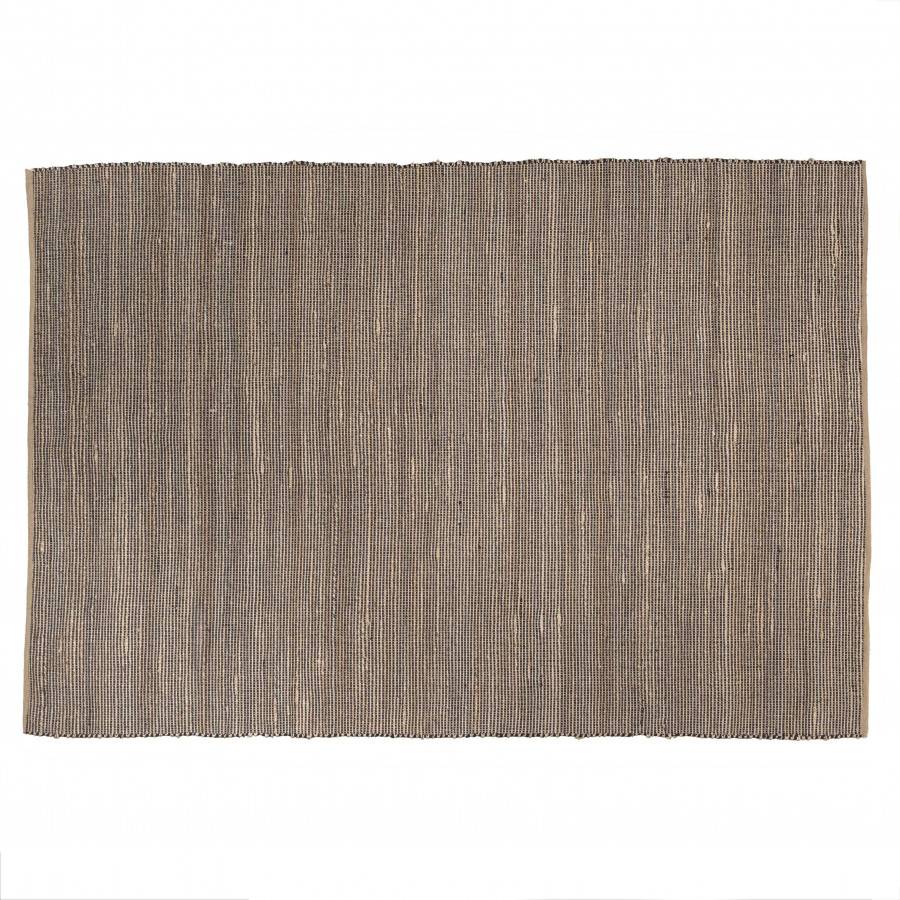 Macabane - QUENTIN - Tapis rect. 160x230cm en jute et coton couleur sable et noir - Imagen 1