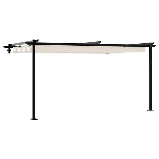 ComfortXL - Pergola Murale Adossée Acier Toit Rétractable 4x3 m Crème pour Terrasse - ComfortXL Outdoor Living - Image 2