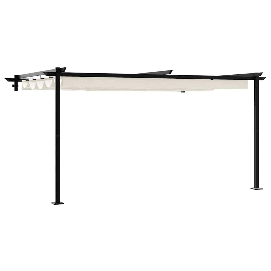 ComfortXL - Pergola Murale Adossée Acier Toit Rétractable 4x3 m Crème pour Terrasse - ComfortXL Outdoor Living - Image 2