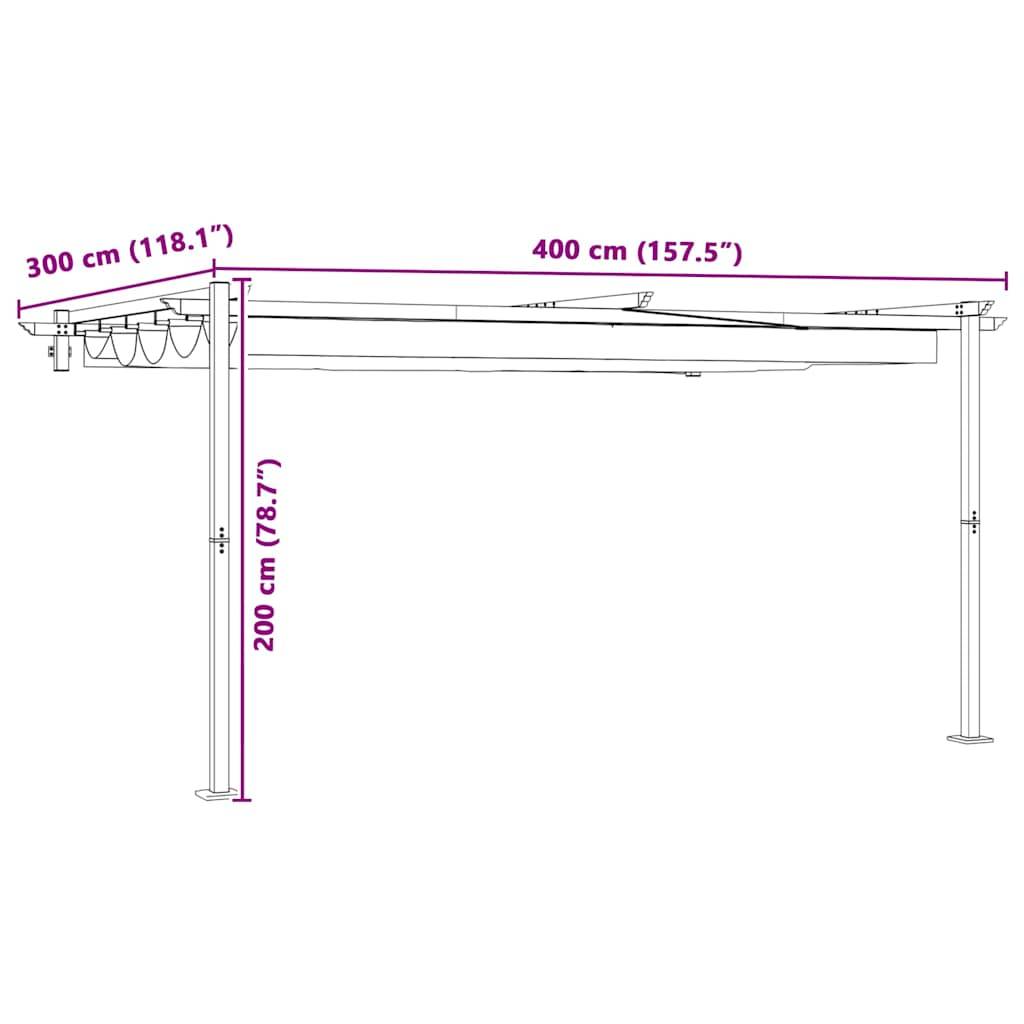 ComfortXL - Pergola Murale Adossée Acier Toit Rétractable 4x3 m Crème pour Terrasse - ComfortXL Outdoor Living - Image 5