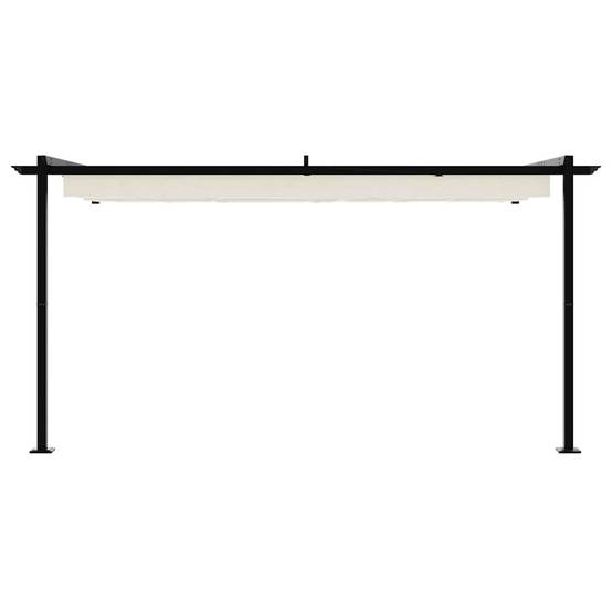 ComfortXL - Pergola Murale Adossée Acier Toit Rétractable 4x3 m Crème pour Terrasse - ComfortXL Outdoor Living - Image 4