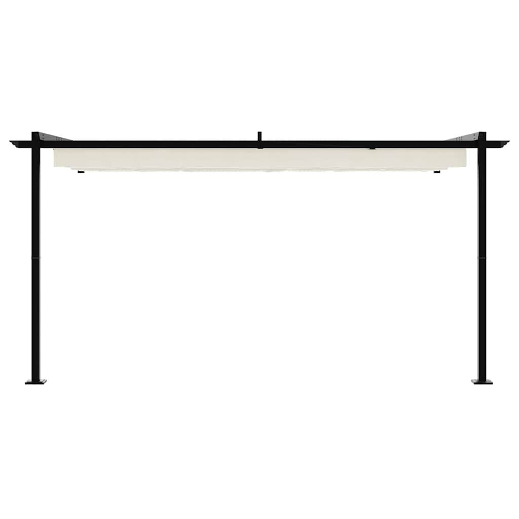 ComfortXL - Pergola Murale Adossée Acier Toit Rétractable 4x3 m Crème pour Terrasse - ComfortXL Outdoor Living - Image 4