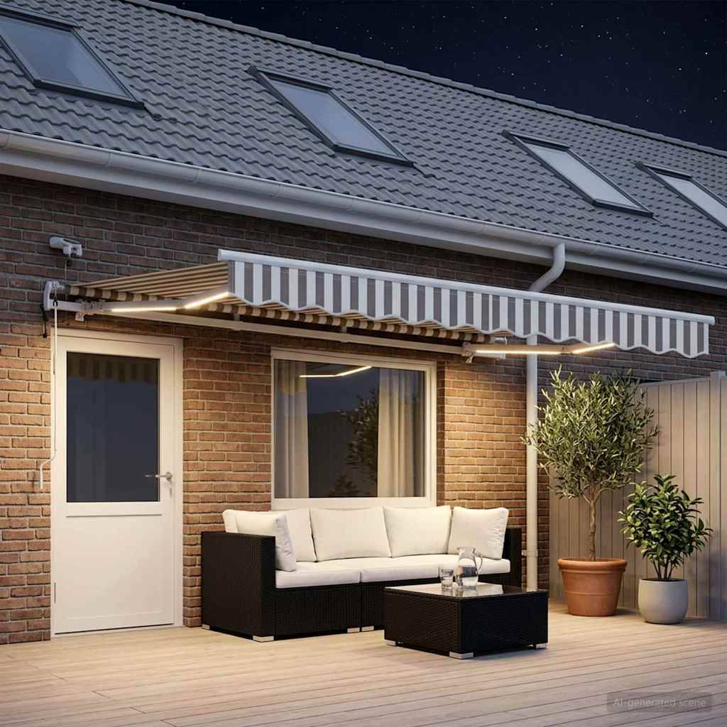 ComfortXL - Store banne électrique capteur vent pour terrasse LED gris clair 4x3m - ComfortXL Outdoor Living - Image 3