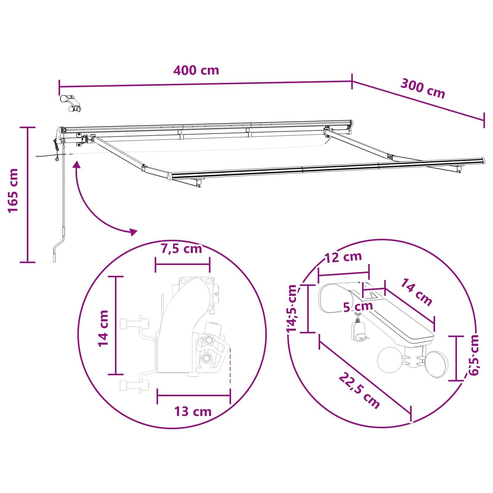 ComfortXL - Store banne électrique capteur vent pour terrasse LED gris clair 4x3m - ComfortXL Outdoor Living - Image 9