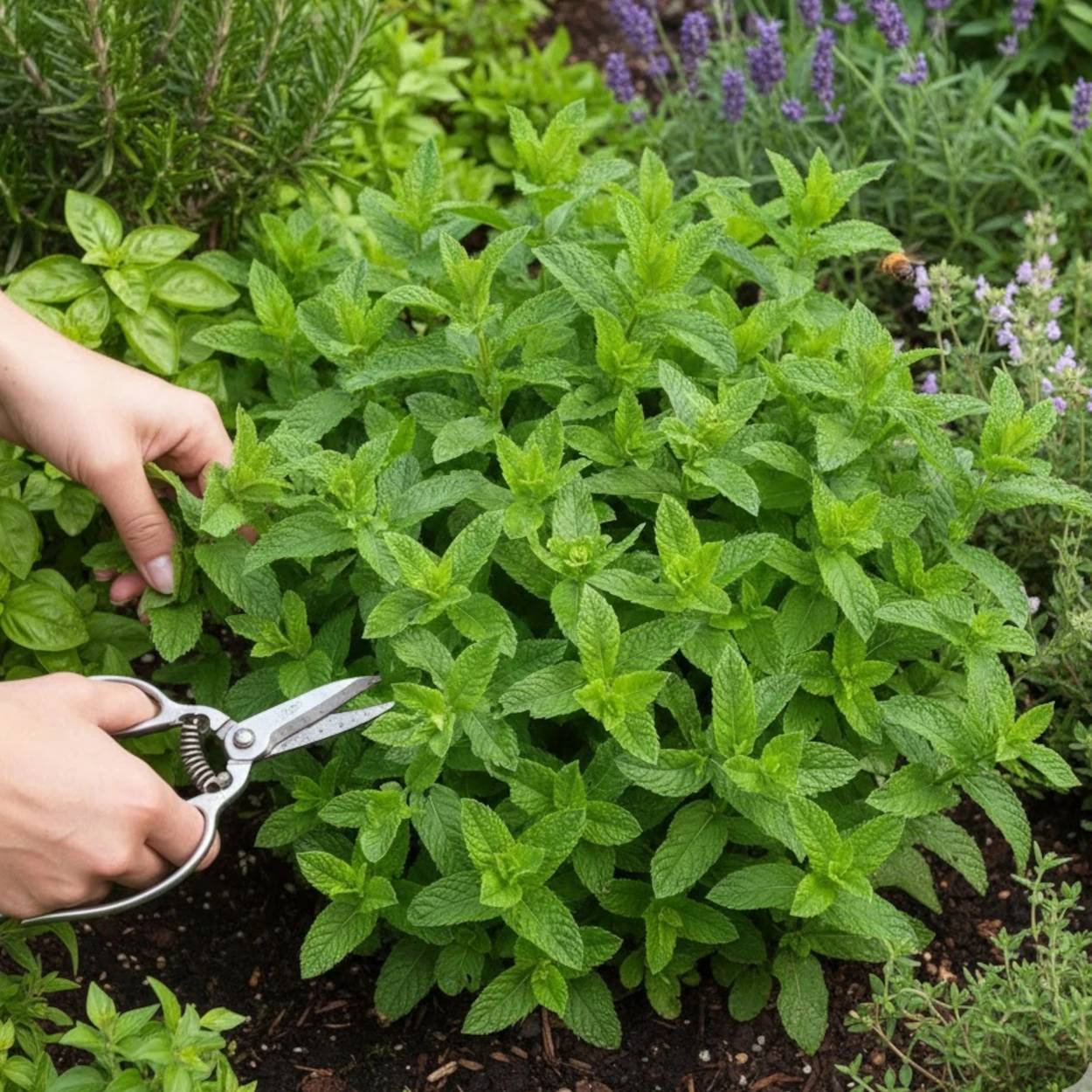 Menthe Marocaine - Sans traitement à fleurs Rose/ - feuillage Caduc - Lot de 5 godets