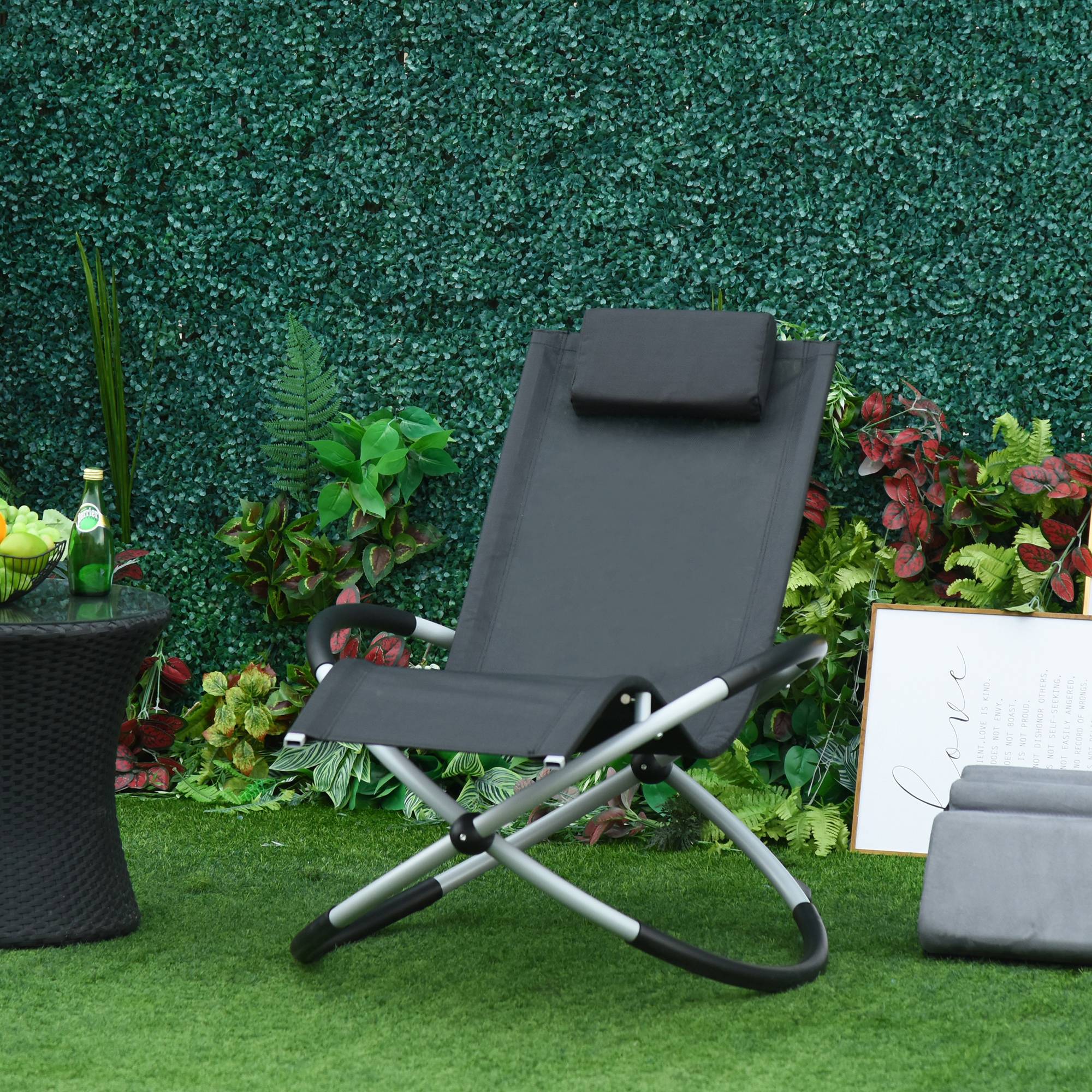 Fauteuil à bascule métal gris foncé 145 x 74 x 86 cm - PANGIVO - Image 4