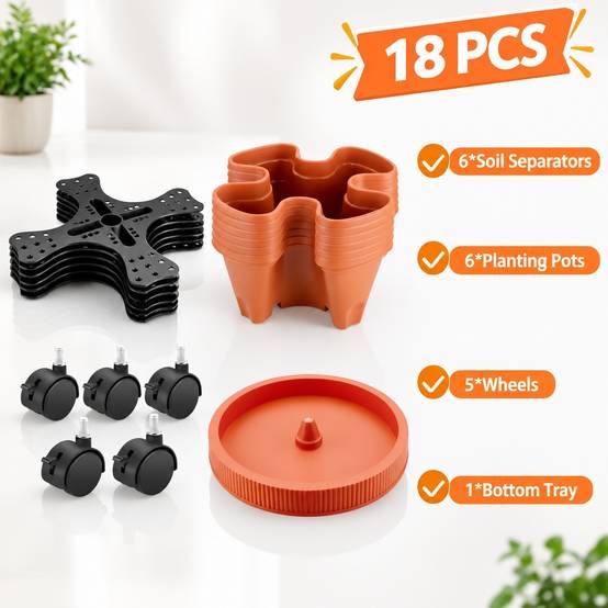 Lot de 6 Pots de Fleurs Empilables Tour Vertical avec Système d'Irrigation et Soucoupe Mobile - Image 3