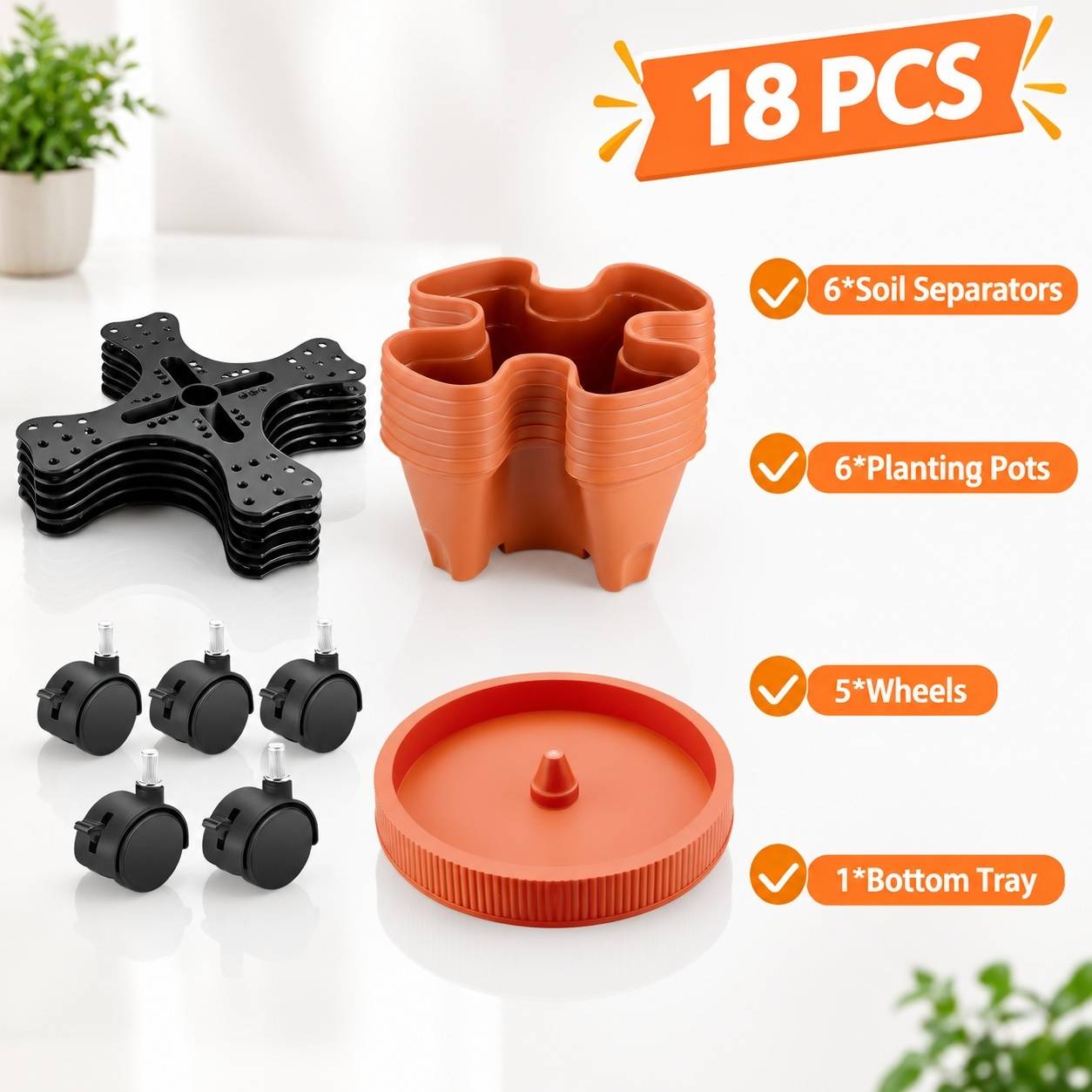 Lot de 6 Pots de Fleurs Empilables Tour Vertical avec Système d'Irrigation et Soucoupe Mobile - Image 3