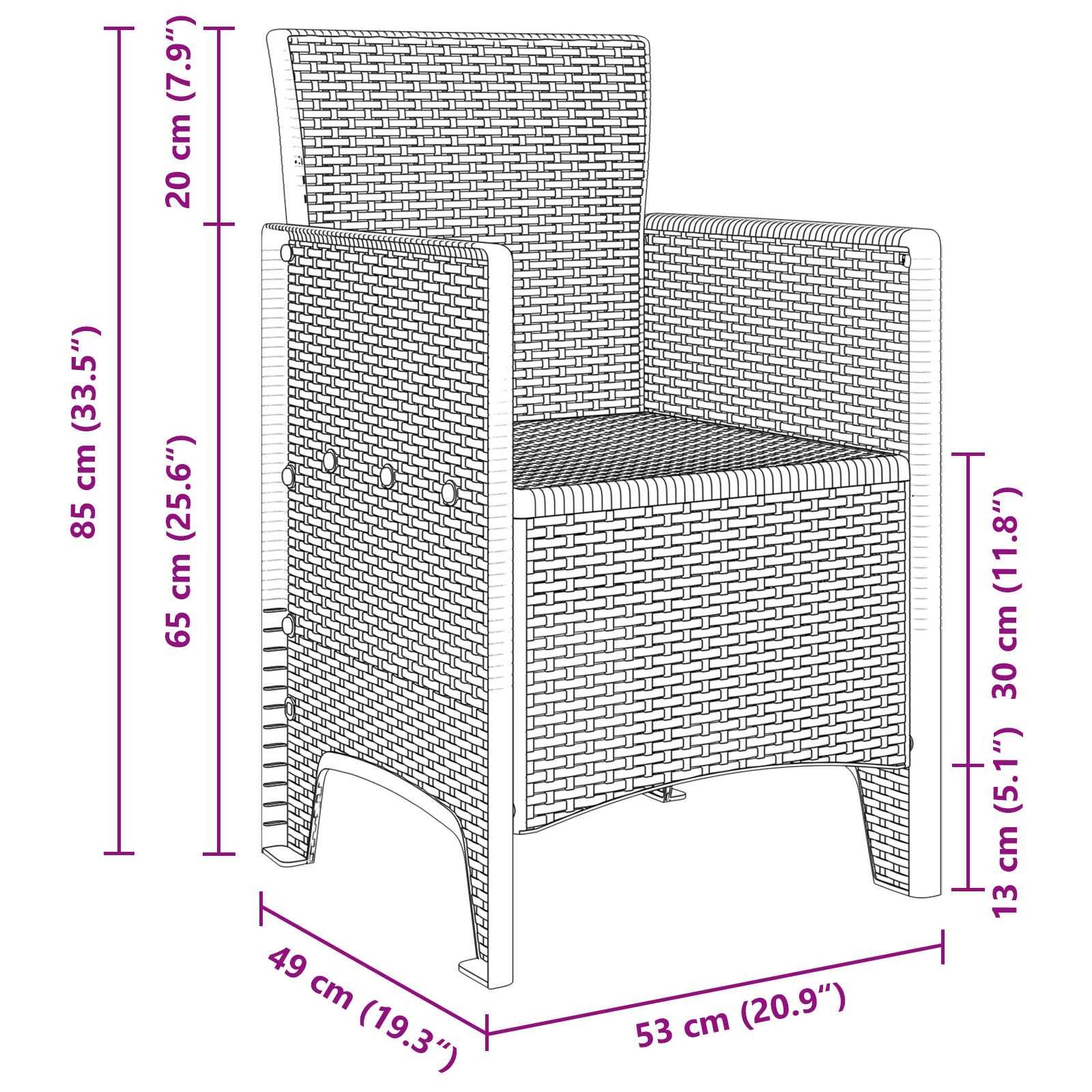 PANGIVO - Chaise de jardin polypropylène anthracite 53 x 49 x 85 cm, Poids :24.2kg - PANGIVO - Image 6