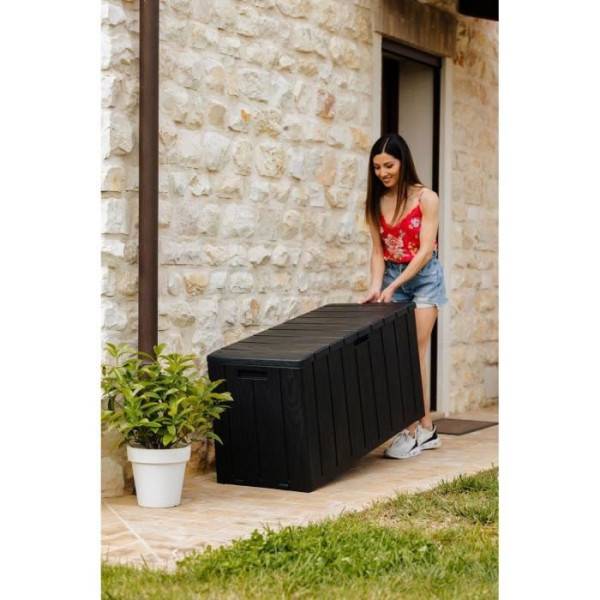 Sans Marque - Coffre de jardin / Banc robuste et vérouillable en résine 270L 117,5x45x56 cm gris anthracite - Image 3