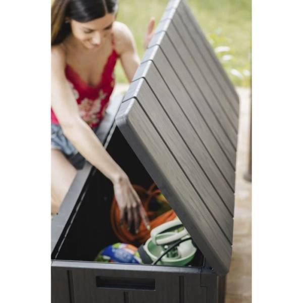 Sans Marque - Coffre de jardin / Banc robuste et vérouillable en résine 270L 117,5x45x56 cm gris anthracite - Image 5
