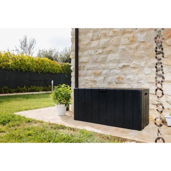 Sans Marque - Coffre de jardin / Banc robuste et vérouillable en résine 270L 117,5x45x56 cm gris anthracite - Image 2