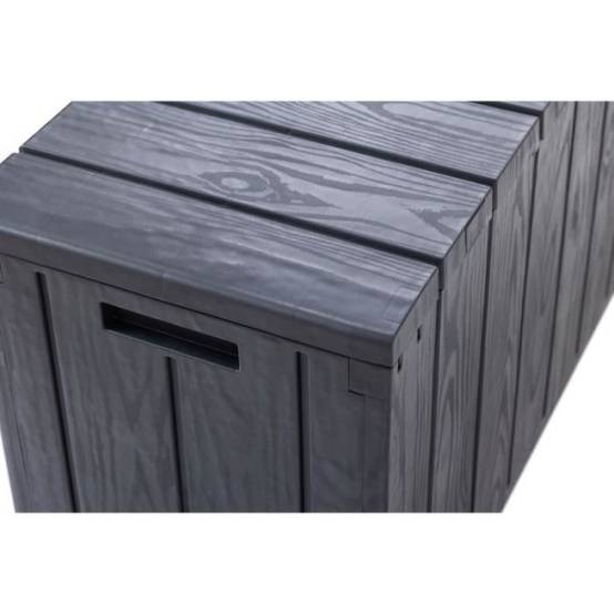 Sans Marque - Coffre de jardin / Banc robuste et vérouillable en résine 270L 117,5x45x56 cm gris anthracite - Image 6