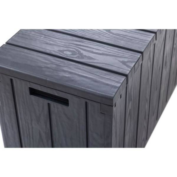 Sans Marque - Coffre de jardin / Banc robuste et vérouillable en résine 270L 117,5x45x56 cm gris anthracite - Image 6