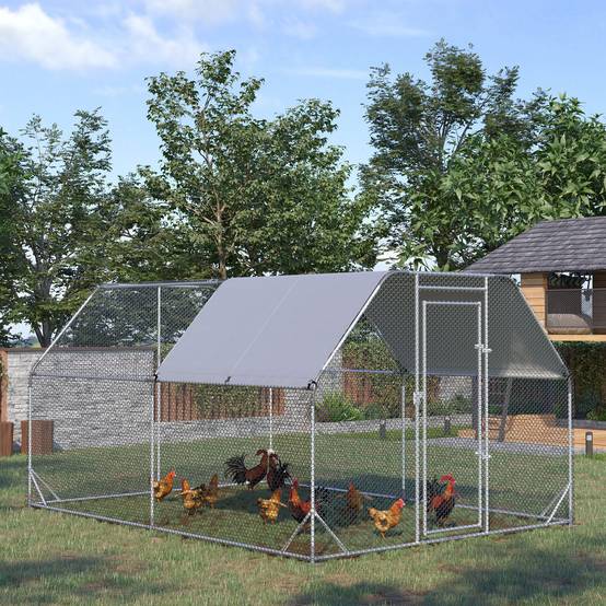 Enclos poulailler accessible, porte verrouillable, pour 10-12 poules, 280 x 380 x 195 cm, gris - Image 4