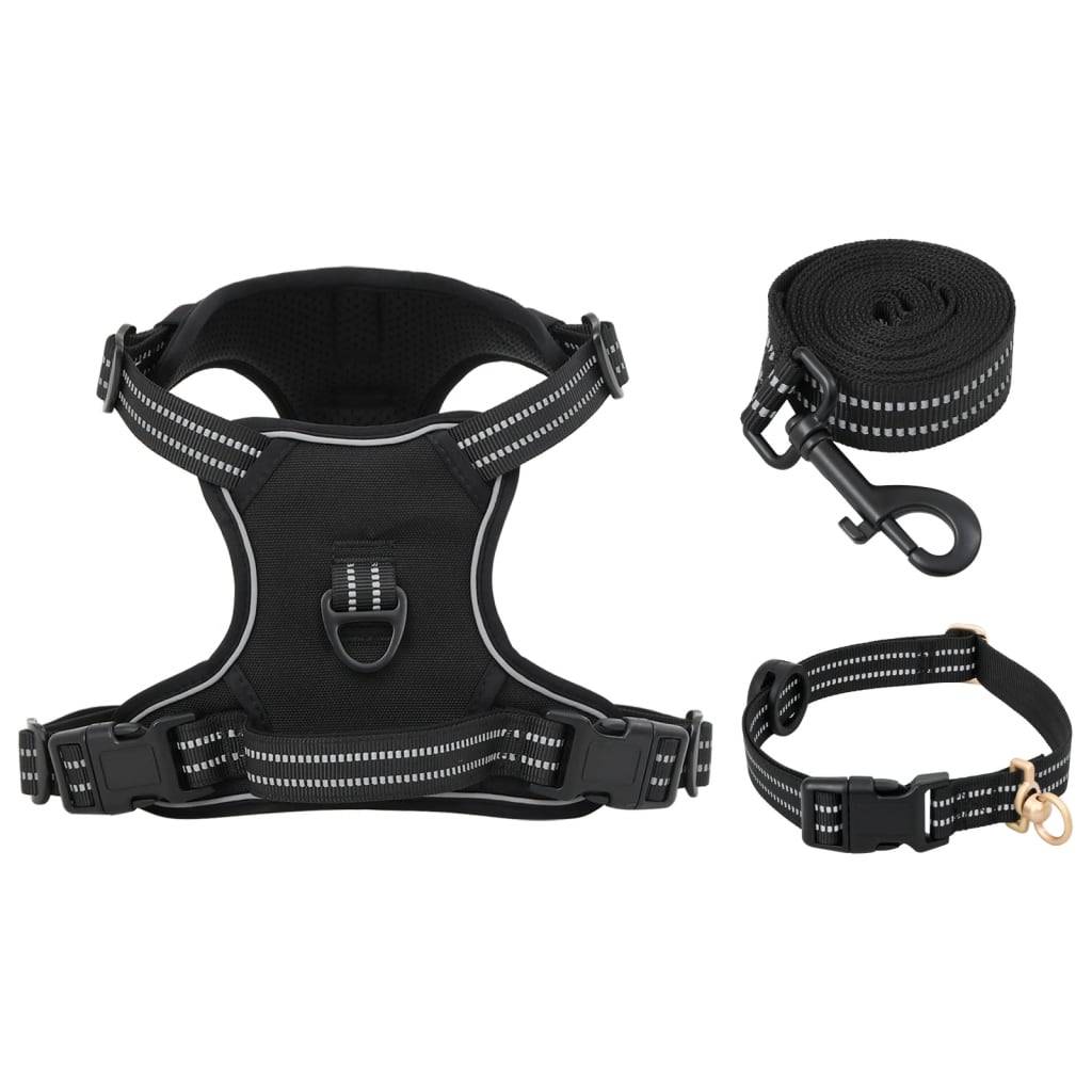 Kit Harnais Chien Anti-Traction Polyester Réglable avec Laisse et Collier Noir L – ComfortXL Pet Living - Image 2