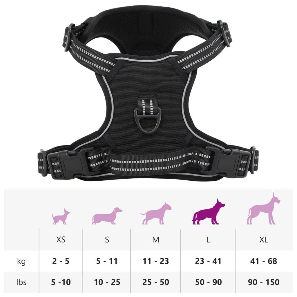 Kit Harnais Chien Anti-Traction Polyester Réglable avec Laisse et Collier Noir L – ComfortXL Pet Living - Image 10