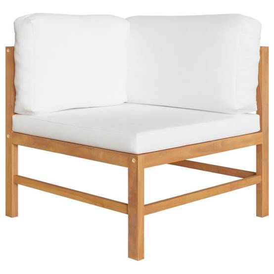 Helloshop26 - Salon de jardin meuble d'extérieur ensemble de mobilier 6 pièces avec coussins crème bois de teck solide - Imagen 2