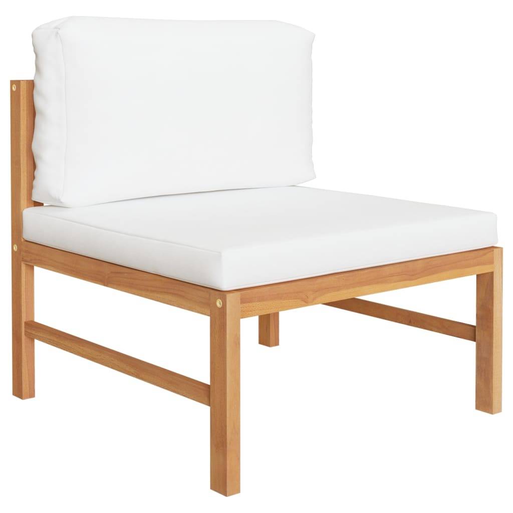 Helloshop26 - Salon de jardin meuble d'extérieur ensemble de mobilier 6 pièces avec coussins crème bois de teck solide - Imagen 3