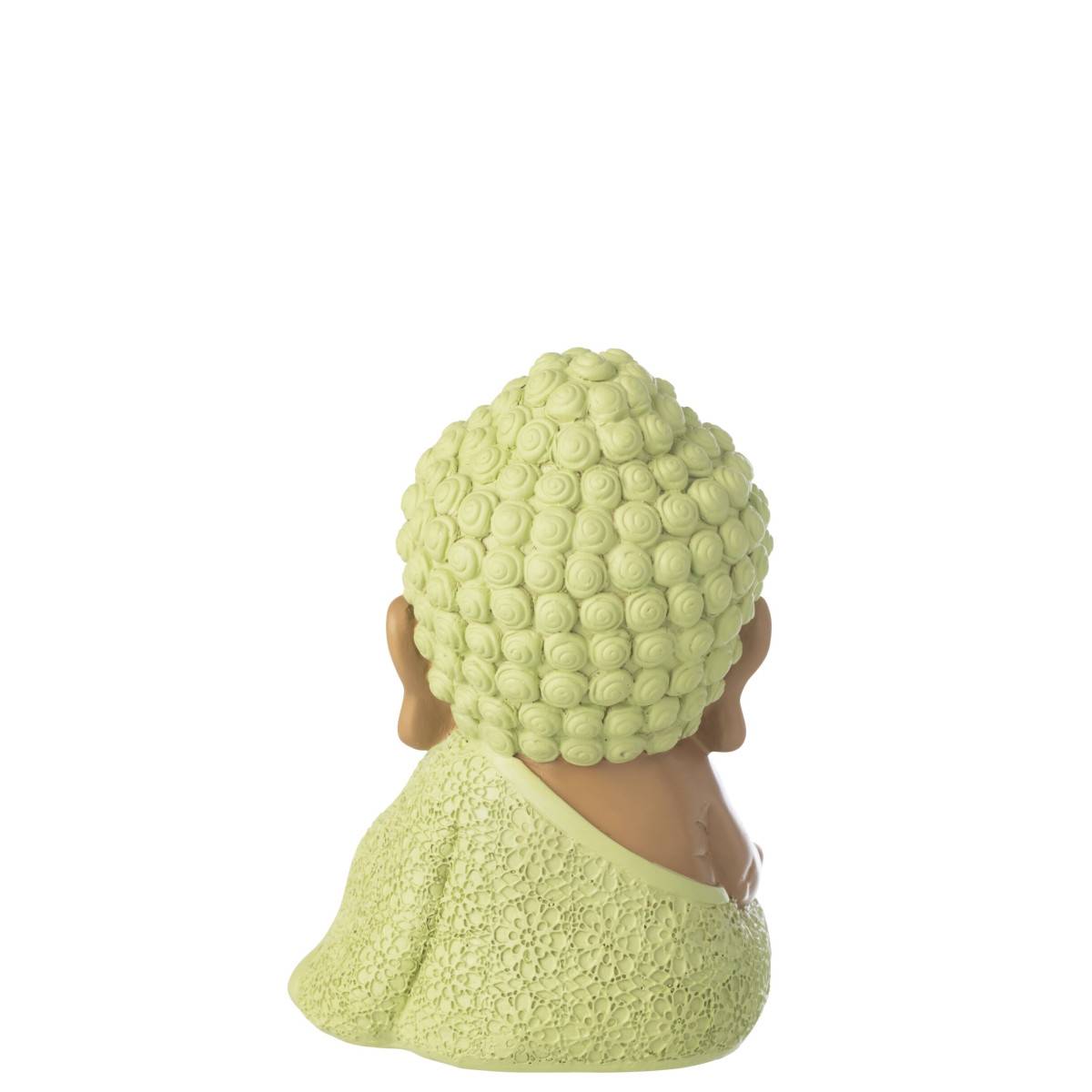 J-Line - Statuette Déco Moine Zen "Boudhi" 20cm Vert - Image 3