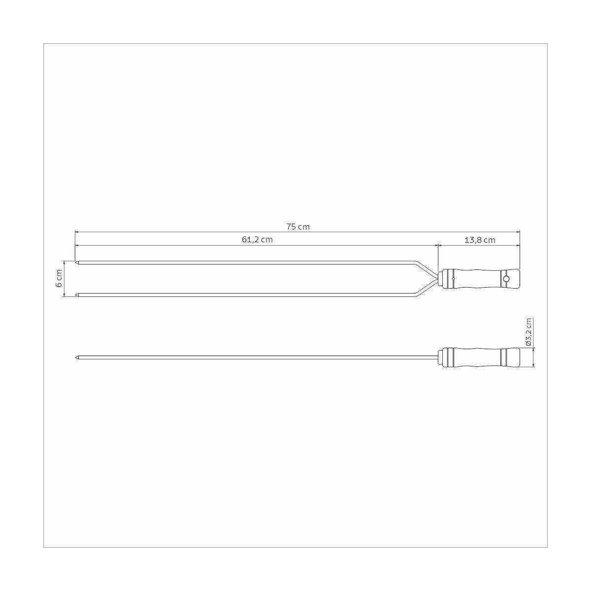 Broche double Tramontina Churrasco inox et bois 75cm - Imagen 3