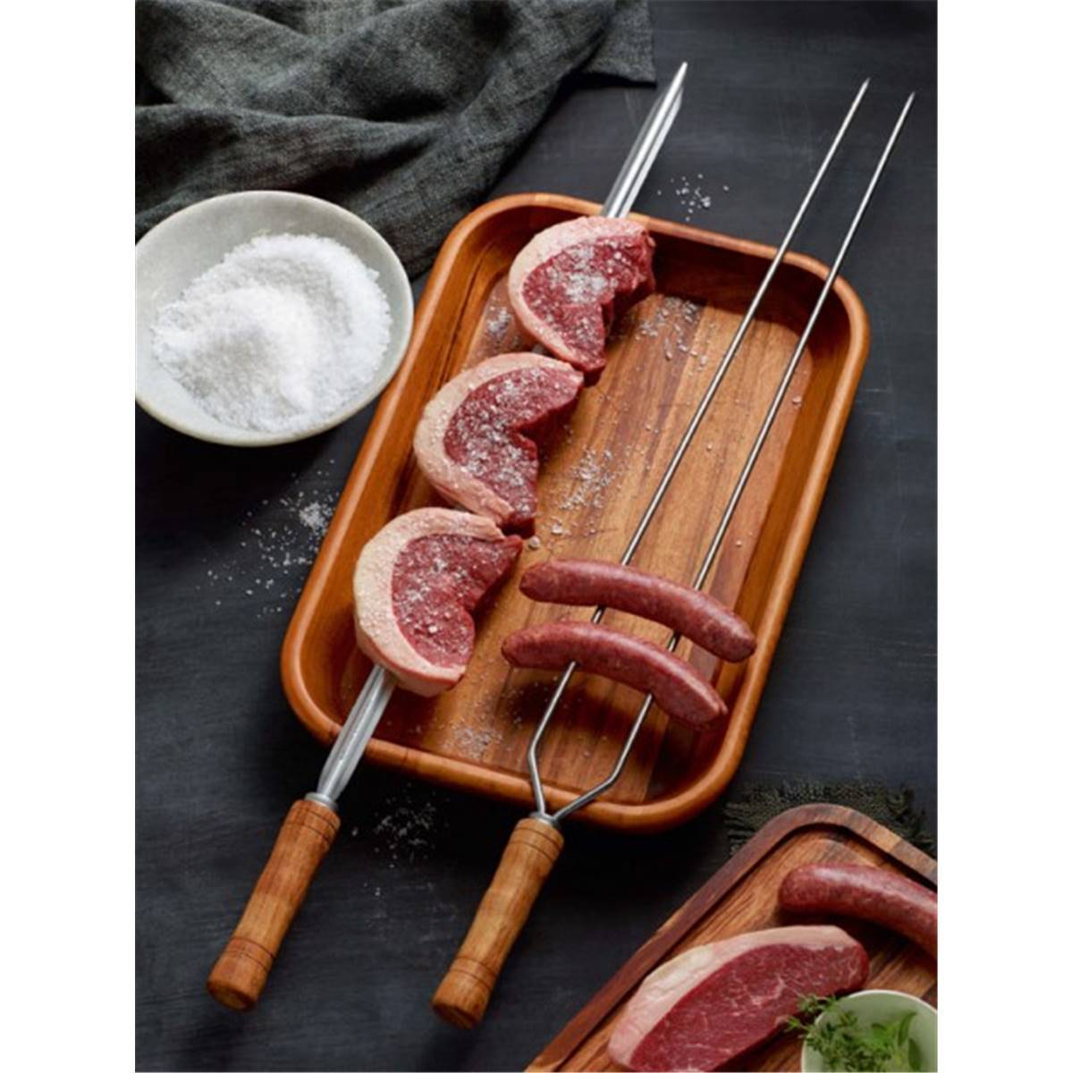 Broche double Tramontina Churrasco inox et bois 75cm - Imagen 2