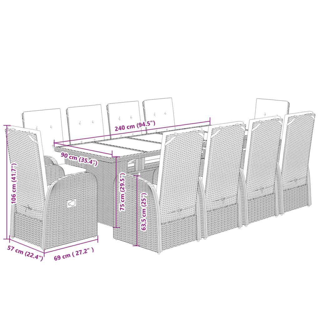 Salon de Jardin 8 Personnes Résine Tressée Chaises Inclinables Repose-pieds Table Verre Gris – ComfortXL Outdoor Living - Image 8