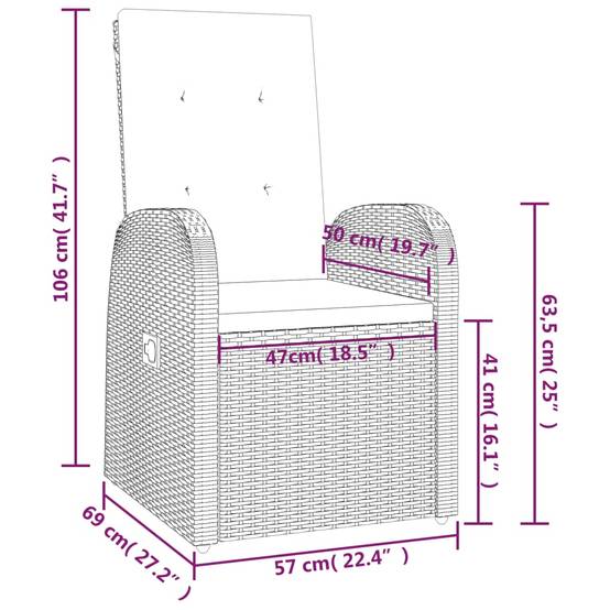 Salon de Jardin 8 Personnes Résine Tressée Chaises Inclinables Repose-pieds Table Verre Gris – ComfortXL Outdoor Living - Image 4