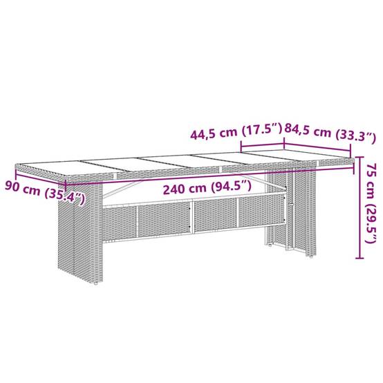 Salon de Jardin 8 Personnes Résine Tressée Chaises Inclinables Repose-pieds Table Verre Gris – ComfortXL Outdoor Living - Image 9
