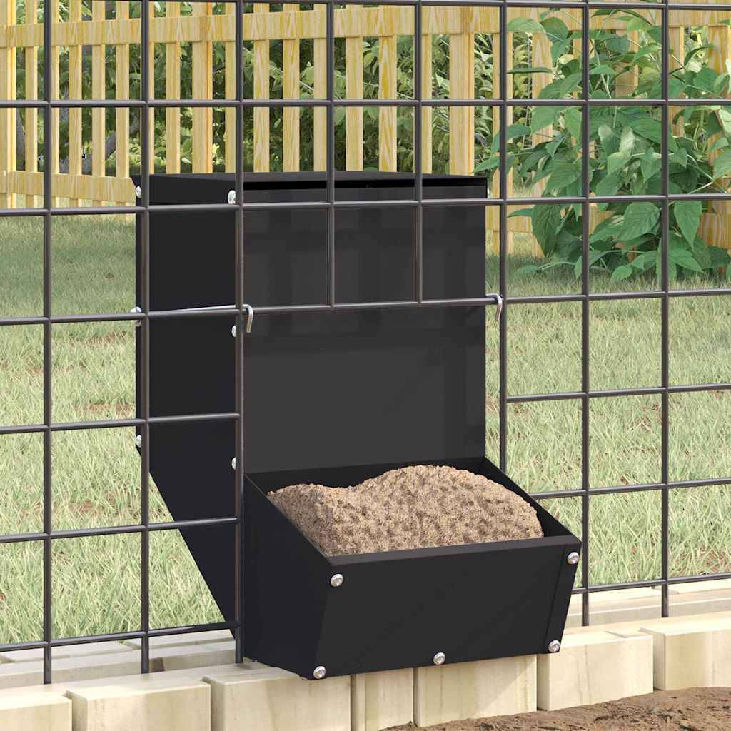 Mangeoire Moyenne Lapin Acier 1,5kg Crochets Intégrés Noir - ComfortXL Outdoor Living - Image 1