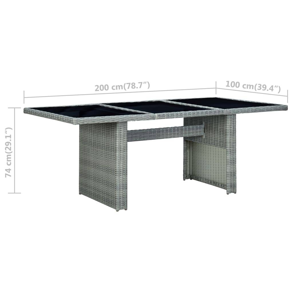 PANGIVO - Table de jardin résine tressée et verre trempé gris clair 200 x 100 x 74 cm - PANGIVO - Image 5