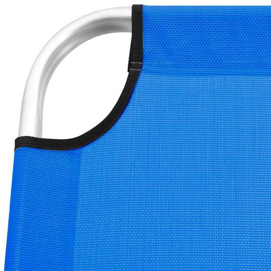 Helloshop26 - Transat chaise longue bain de soleil lit de jardin terrasse meuble d'extérieur pliable extra haute pour seniors aluminium bleu - Imagen 6