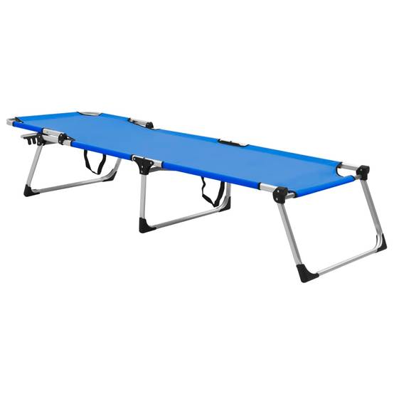 Helloshop26 - Transat chaise longue bain de soleil lit de jardin terrasse meuble d'extérieur pliable extra haute pour seniors aluminium bleu - Imagen 2