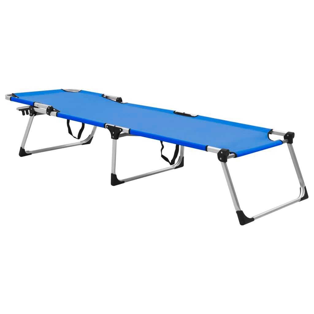 Helloshop26 - Transat chaise longue bain de soleil lit de jardin terrasse meuble d'extérieur pliable extra haute pour seniors aluminium bleu - Imagen 2
