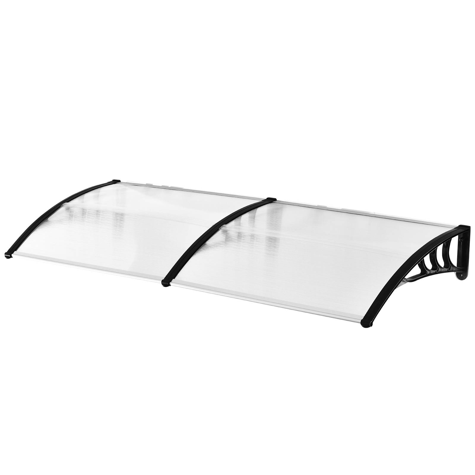 Outsunny - Auvent marquise de porte design voûté arrondi dim. 195L x 80l x 23H cm polycarbonate plastique noir - Outsunny - Imagen 1