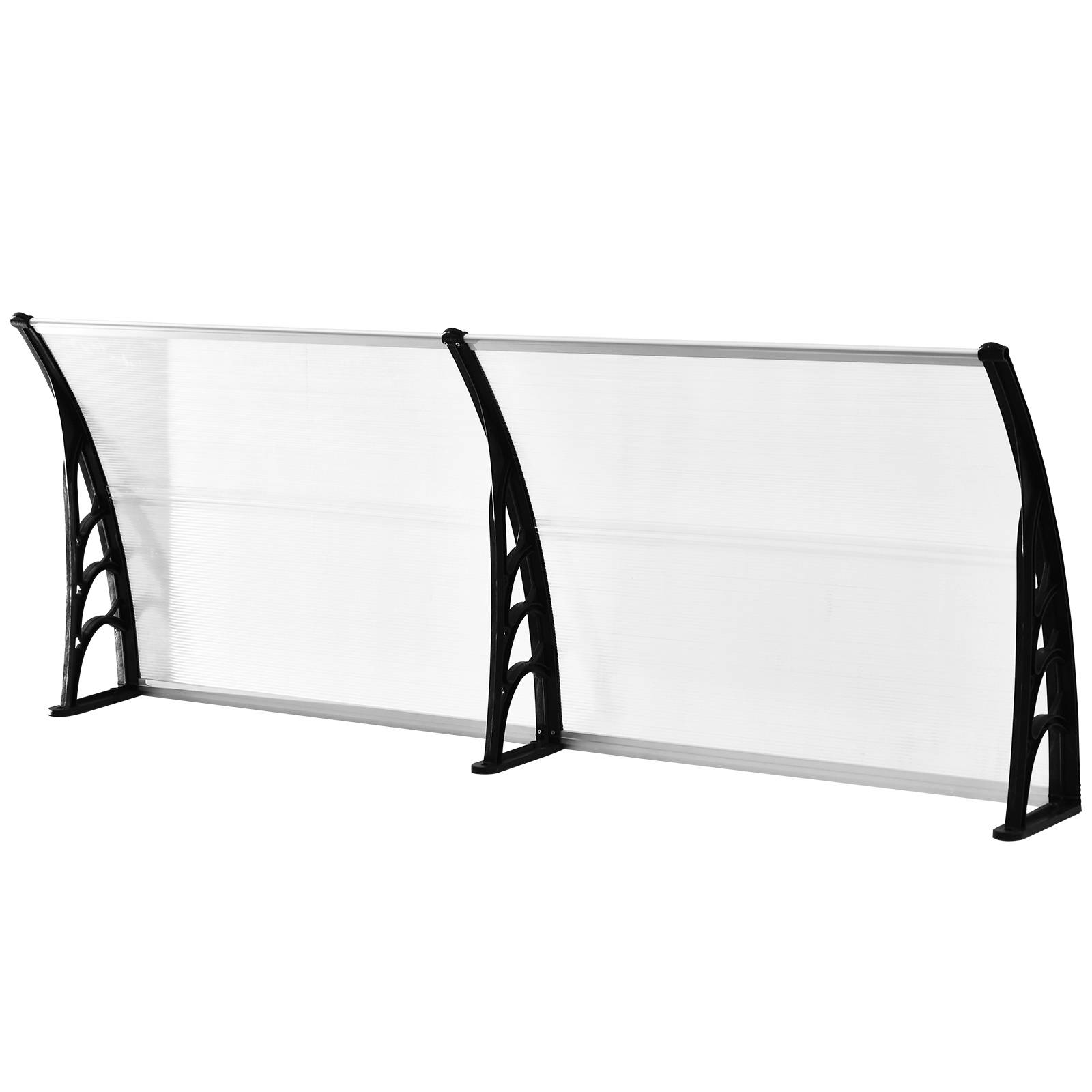 Outsunny - Auvent marquise de porte design voûté arrondi dim. 195L x 80l x 23H cm polycarbonate plastique noir - Outsunny - Imagen 6