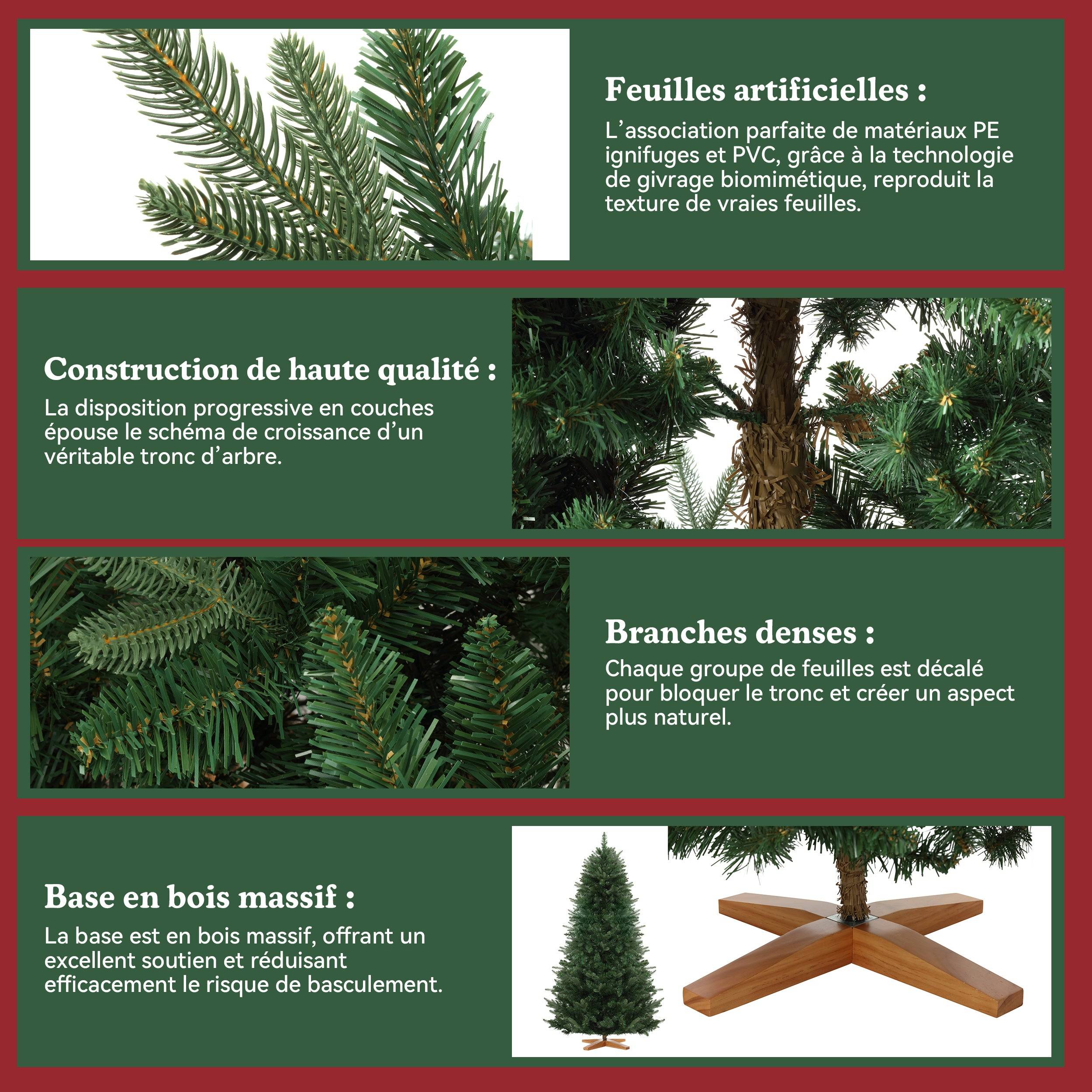 Sapin de Noël Artificiel Extra Dense,180 cm,573 Branches,Support Bois - Image 4