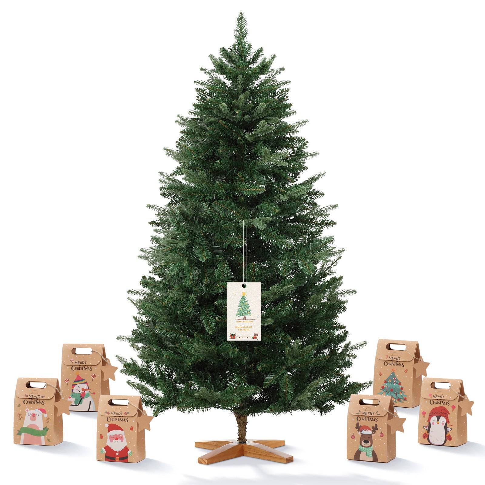 Sapin de Noël Artificiel Extra Dense,180 cm,573 Branches,Support Bois - Image 1