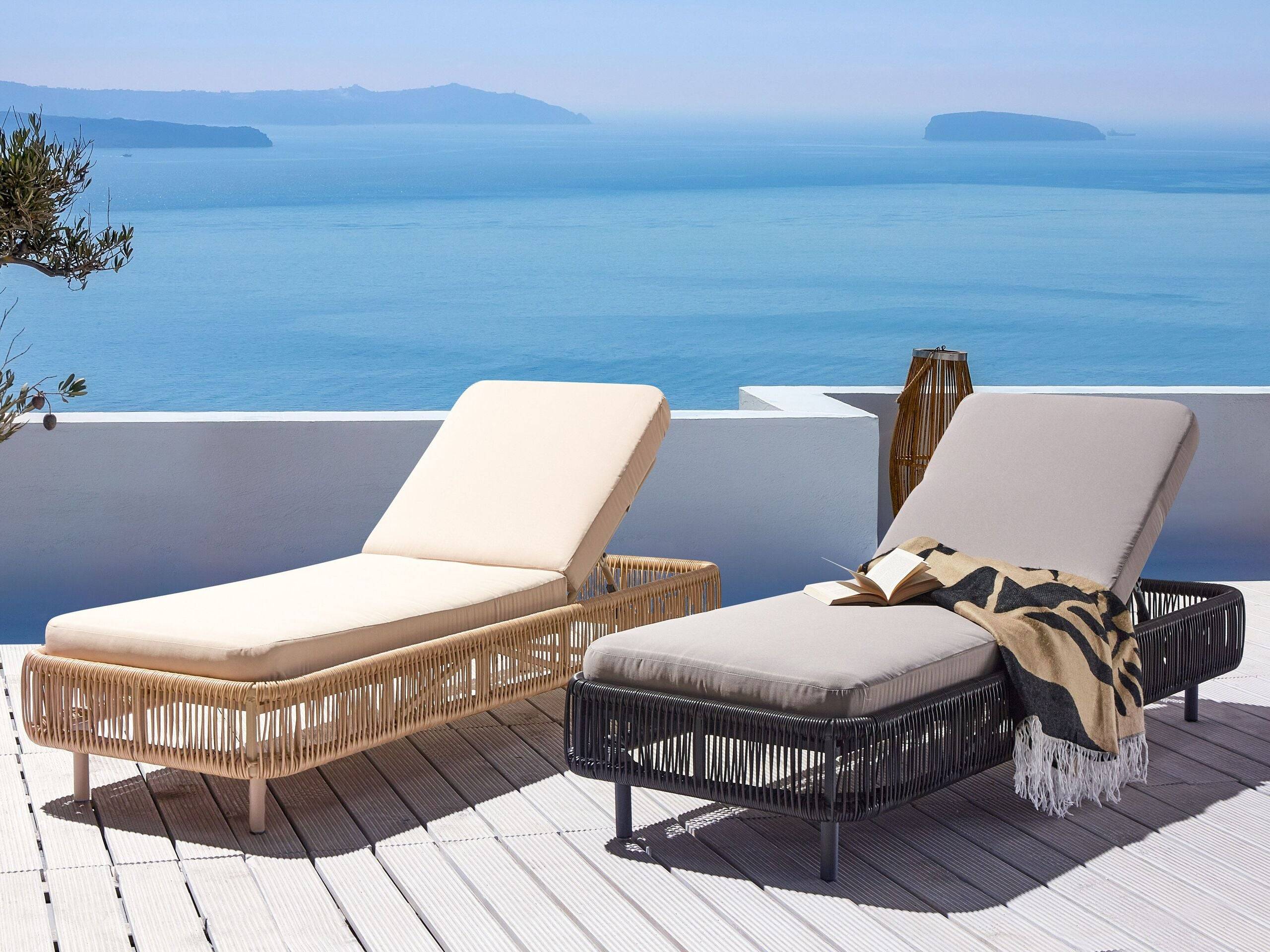Beliani - Chaise longue Polyrotin Gris OSINI - Beliani - Imagen 1