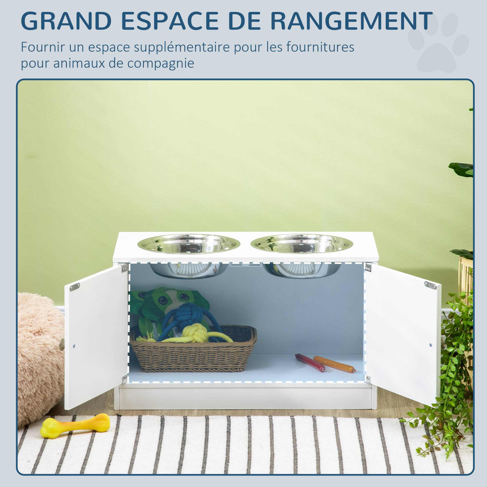 PANGIVO - Porte-gamelles surélevé bois blanc 60 x 30 x 35.5 cm - PANGIVO - Image 7